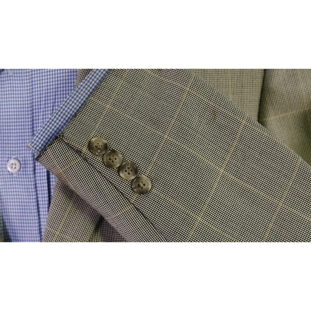 Brooks Brothers Gold Black Windowpane 2-Btn Silk Wool Sportcoat Blazer 40R